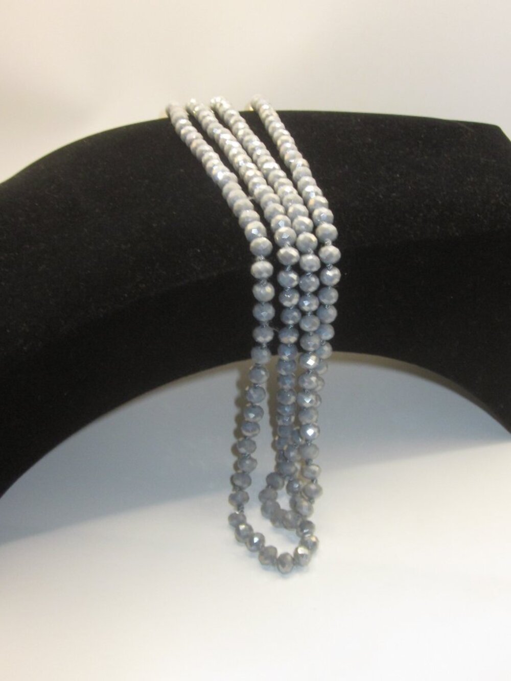 Gray Glass Beaded Necklace